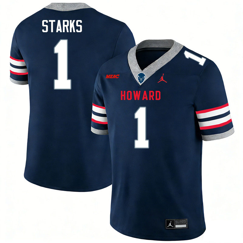 Howard Bison #1 Tyriq Starks College Football Jerseys,Uniforms Stitched-Navy